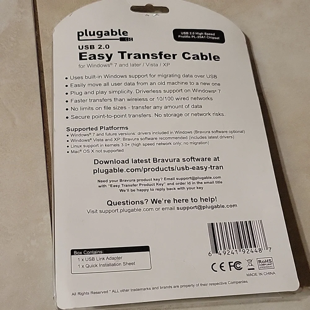 Plugable 2.0 Easy Transfer Cable